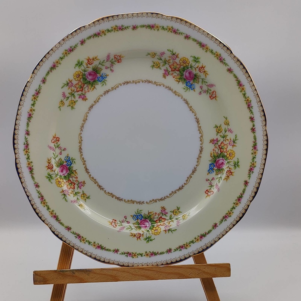 Noritake M Japan Vintage 1930 Rare Floral Pattern Scalloped Edge Dinner Plate